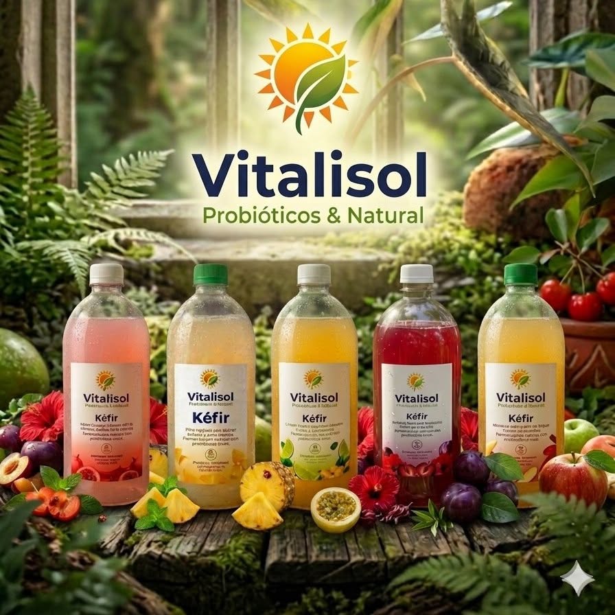 Garrafa de kefir de água Vitalisol com sabores naturais